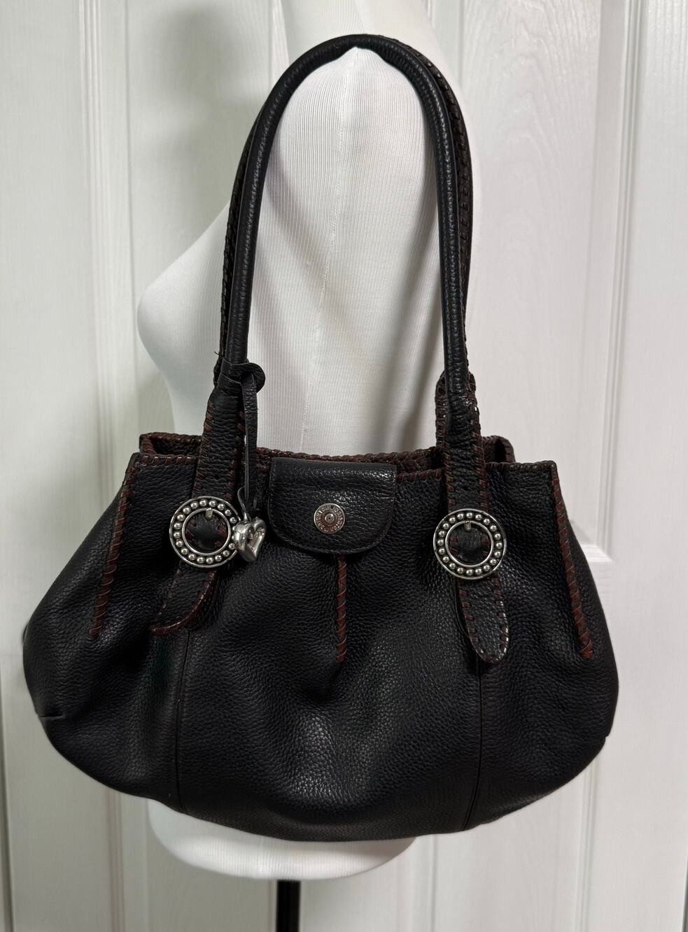 Brighton Women's Black Pebbled Leather Shoulder Bag